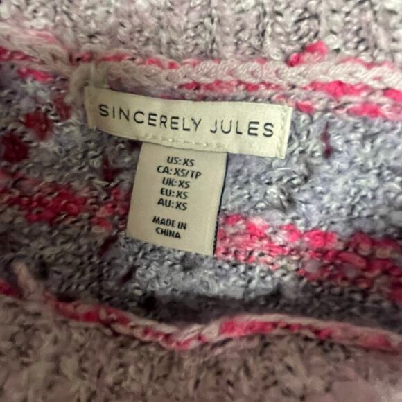 Sincerely Jules Size XS Floral Sweater Cropped Soft Floral Boxy Loose Fit Chunky - Picture 4 of 5